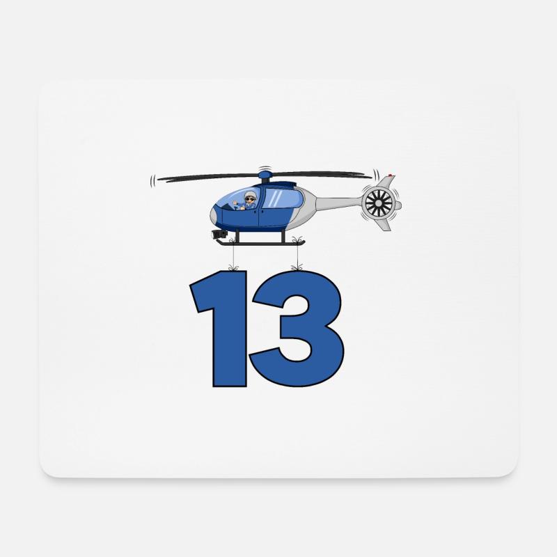 Hubschrauber 13. Geburtstag - Mousepad (Querformat) - Weiß
