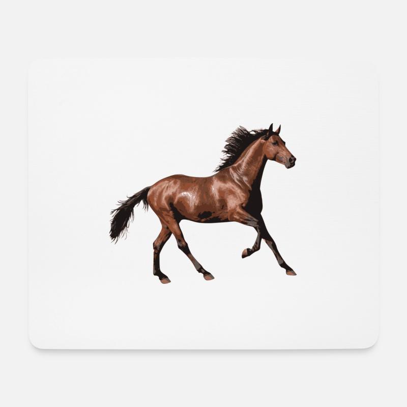 Cheval - Tapis de souris (format paysage) - blanc