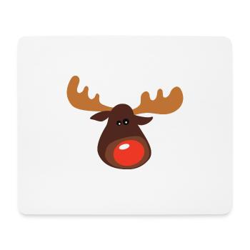 christmas elk with red nose - Mouse Pad (horizontal) - white - Front
