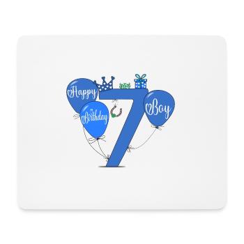 7 Ballon garçon d’anniversaire - Tapis de souris (format paysage) - blanc - Devant