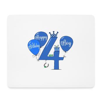 4 Ballon Garçon Anniversaire - Tapis de souris (format paysage) - blanc - Devant