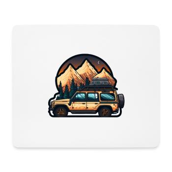 Dachzelt Auto Pkw SUV in den Bergen Retro - Mousepad (Querformat) - Weiß - Vorne