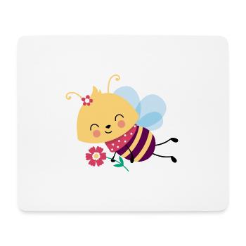 Biene mit Blume - Mousepad (Querformat) - Weiß - Vorne
