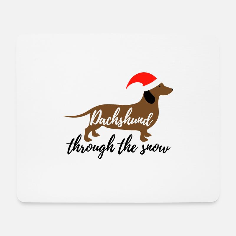 Dachshund through the snow - Mousepad (Querformat) - Weiß