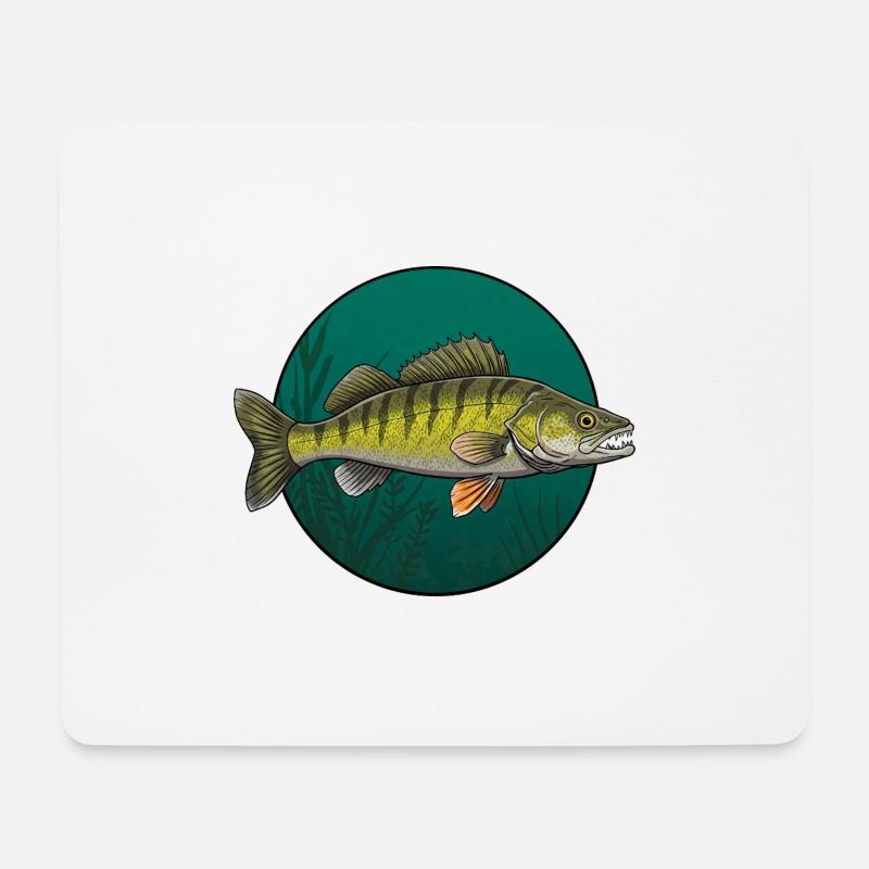 Zander Angeln Raubfisch Fischen - Mousepad (Querformat) - Weiß