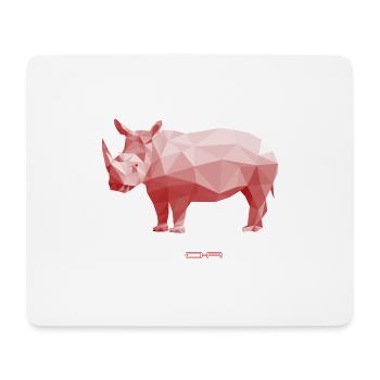 Low Poly Rhino - Mousepad (Querformat) - Weiß - Vorne