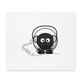 Lustiges Schaf mit Kopfhörer - Mousepad (Querformat) - Weiß - Vorne