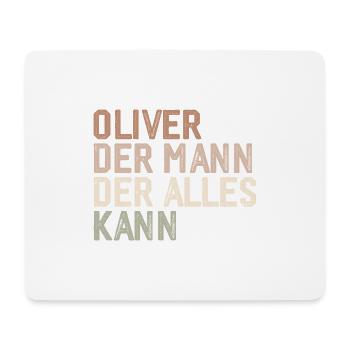 Oliver L’homme qui sait tout Prénom Oliver - Tapis de souris (format paysage) - blanc - Devant