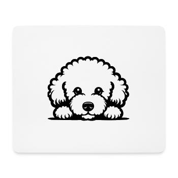 Conception vectorielle de bichon frisé couché - Tapis de souris (format paysage) - blanc - Devant