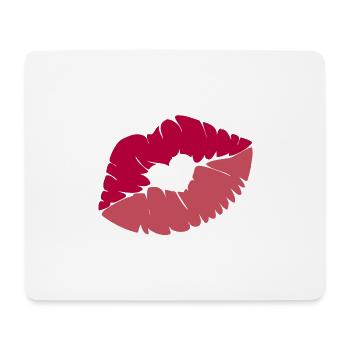 Kussmund mit Herz - Mousepad (Querformat) - Weiß - Vorne