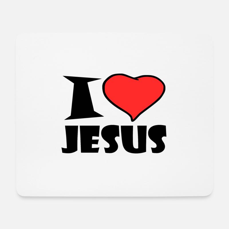 I Love Jesus - Mousepad (Querformat) - Weiß