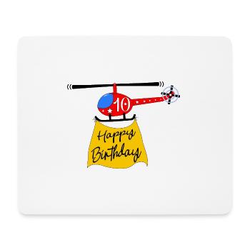 Helicopter Happy Birthday 10 - Mouse Pad (horizontal) - white - Front
