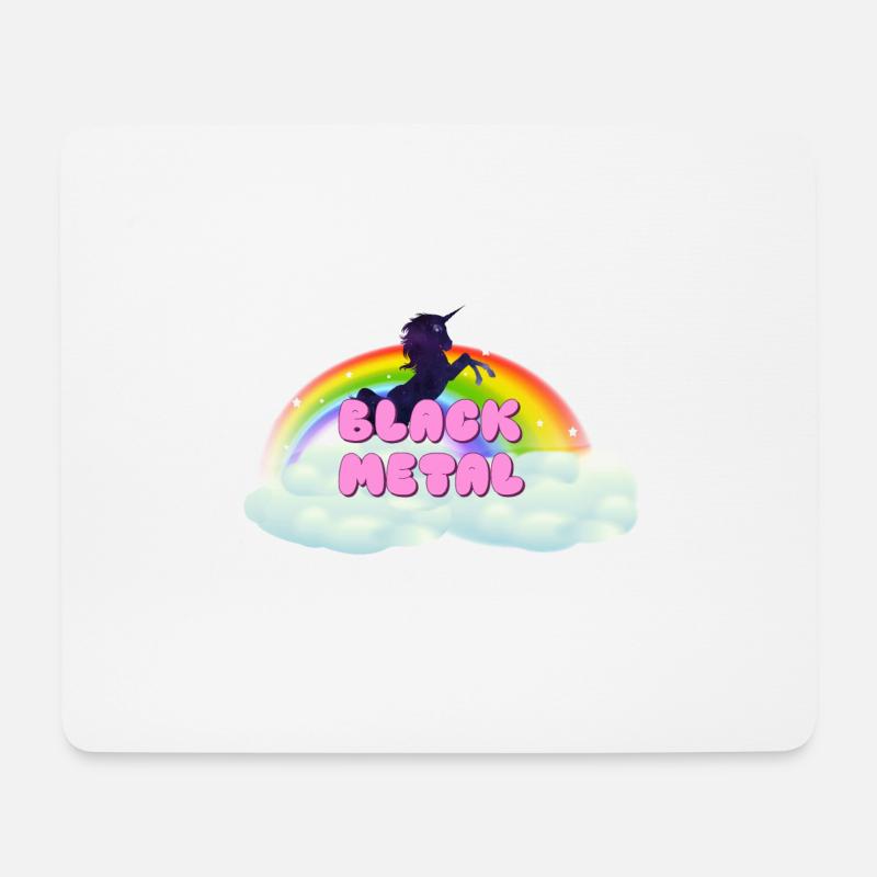 Black Metal Regenbogen Einhorn - Mousepad (Querformat) - Weiß
