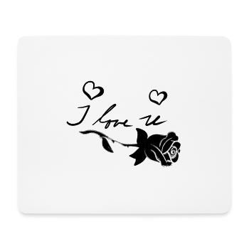 Je t’aime fleur de rose - Tapis de souris (format paysage) - blanc - Devant