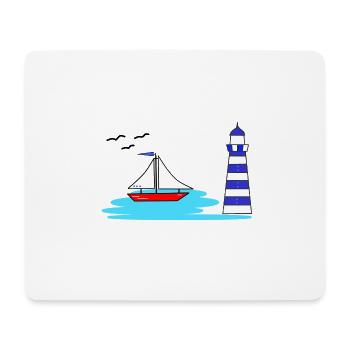 Leuchtturm boot - Mousepad (Querformat) - Weiß - Vorne