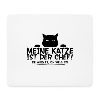 Meine Katze ist der Chef - Mousepad (Querformat) - Weiß - Vorne