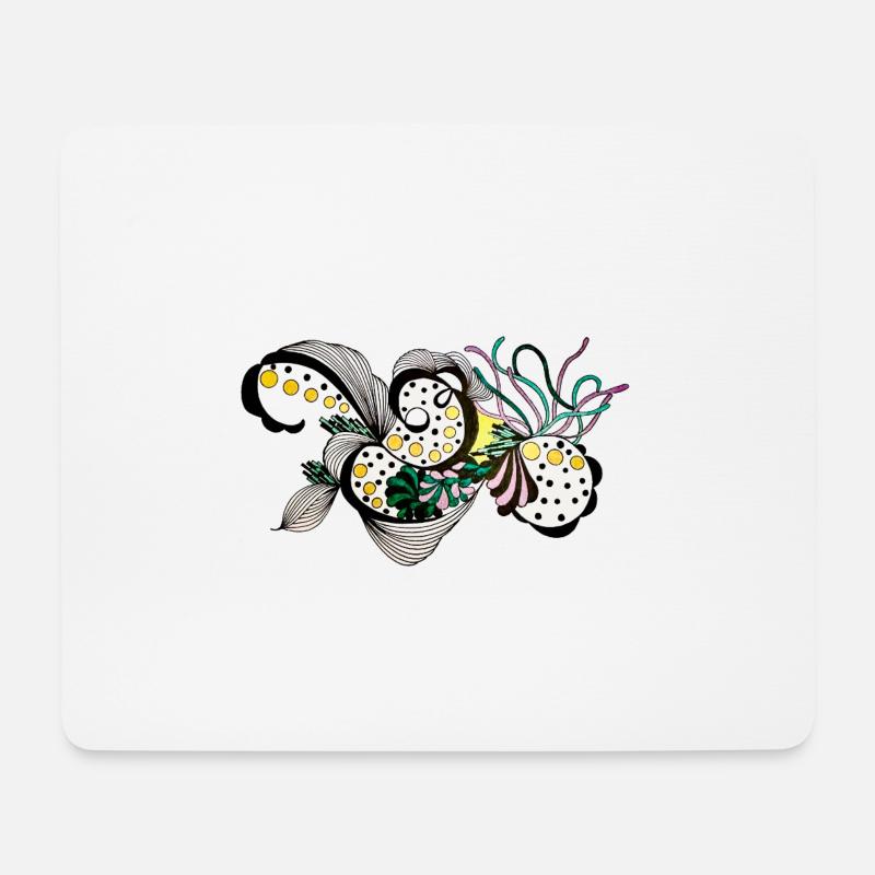Blütenwirbel Fantasie Muster - Mousepad (Querformat) - Weiß