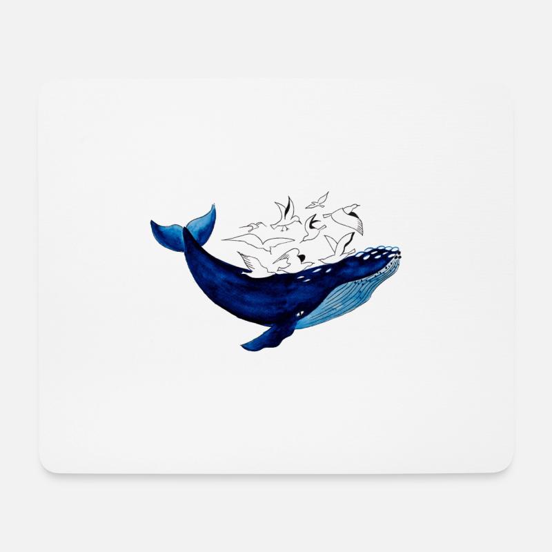 Wal und Möwen I Luft und Wasser - Mousepad (Querformat) - Weiß