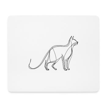 Dessin au trait fin chat sur fond blanc - Tapis de souris (format paysage) - blanc - Devant