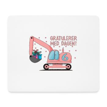 6-årsdag gravemaskin gratulerer med dagen - Mousepad (Querformat) - Weiß - Vorne