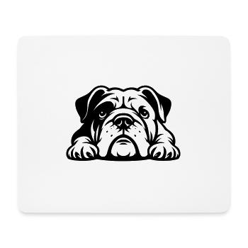 Conception vectorielle de bouledogue inclinable - Tapis de souris (format paysage) - blanc - Devant