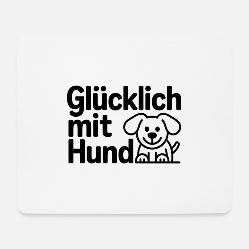 Glücklich mit Hund – Hundeliebe Design - Mousepad (Querformat) - Weiß