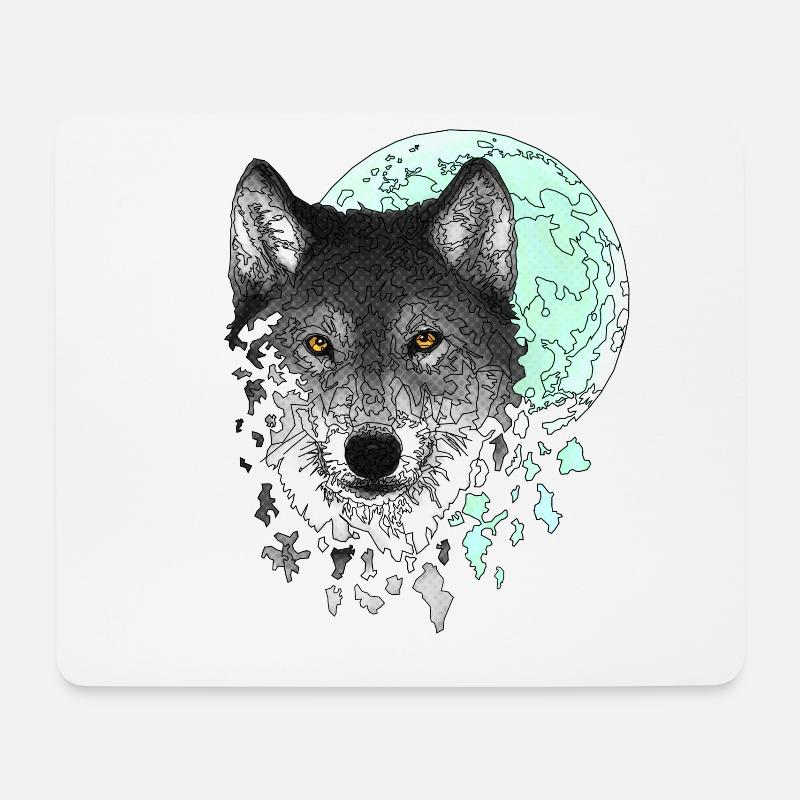 loup - Tapis de souris (format paysage) - blanc