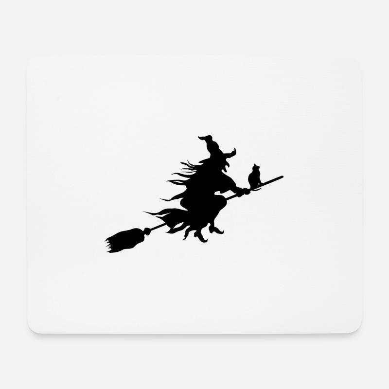 mythische halloween Hexe mit Katze - Mousepad (Querformat) - Weiß