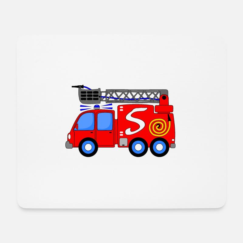 Feuerwehrfahrzeug 5. Geburtstag Kinder - Mousepad (Querformat) - Weiß