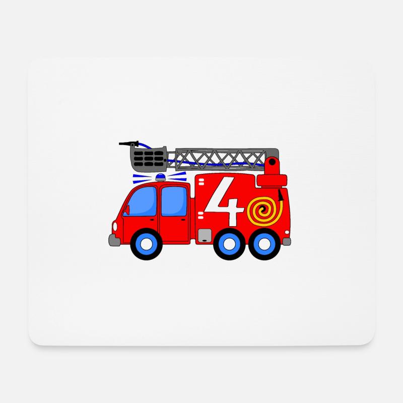 Feuerwehrfahrzeug 4 Geburtstag Kinder - Mousepad (Querformat) - Weiß