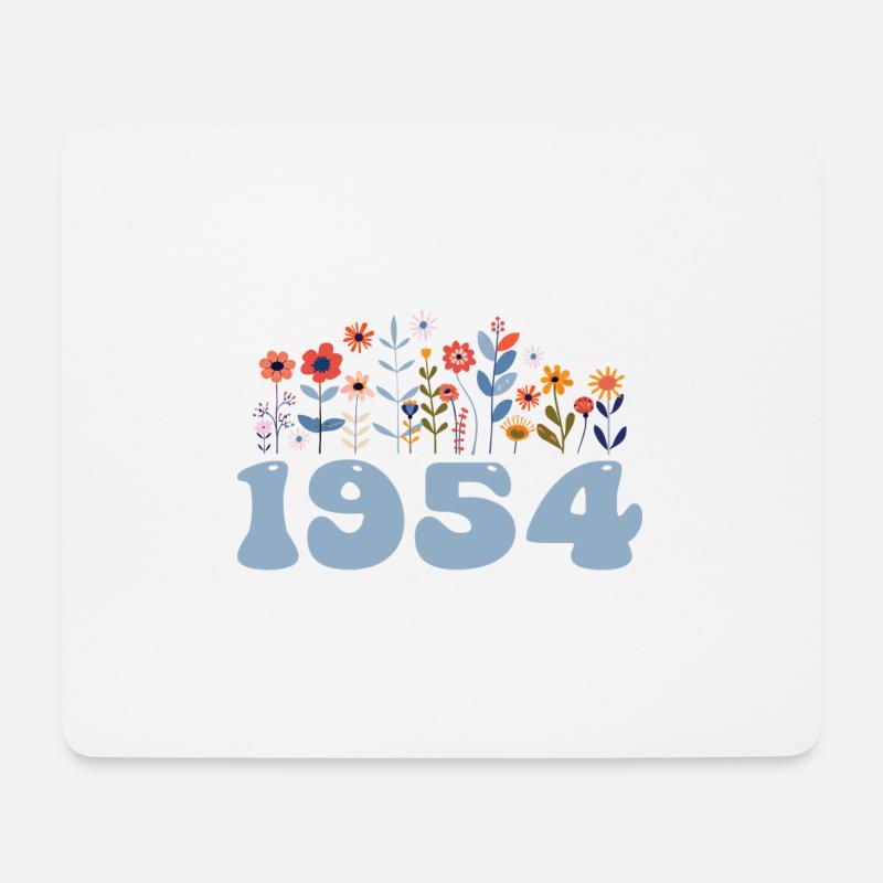 1954 Blumenmuster 1954 Blumen-thema Blumen 1954 - Mousepad (Querformat) - Weiß