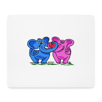 2 Lustige süße verliebte Elefanten im Comic Stil - Mousepad (Querformat) - Weiß - Vorne
