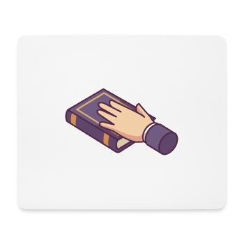 Main jurant sur un livre. - Tapis de souris (format paysage) - blanc - Devant