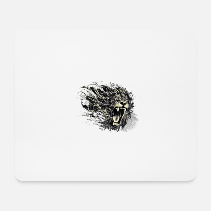 Schwarzer Löwe - Mousepad (Querformat) - Weiß