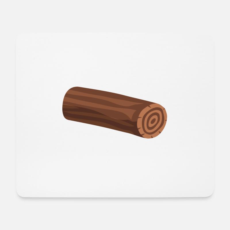 Holzscheit Holzklotz liegend - Mousepad (Querformat) - Weiß