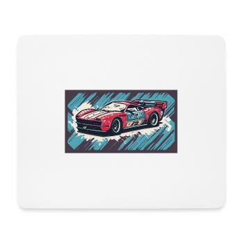 Voiture de course Rouge-Bleu - Tapis de souris (format paysage) - blanc - Devant