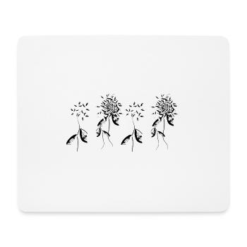 quatre fleurs de plantes fleurissent - Tapis de souris (format paysage) - blanc - Devant