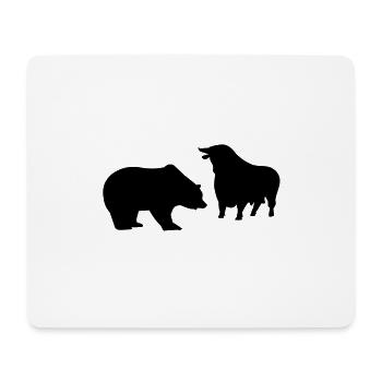 Bull and Bear T Shirt for Investors & Stock Market Experts - Mouse Pad (horizontal) - white - Front