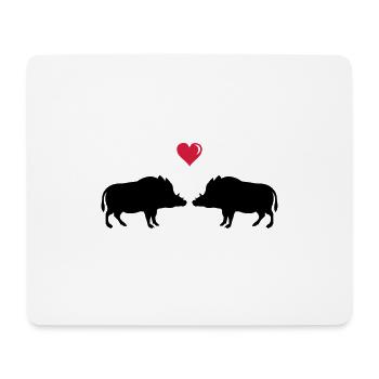 sanglier amoureux - Tapis de souris (format paysage) - blanc - Devant