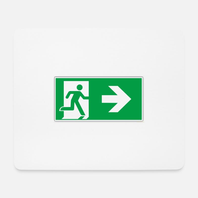 rettungsweg aufkleber schild notausgang rechts go - Mousepad (Querformat) - Weiß