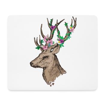 Deer with flowers - Mouse Pad (horizontal) - white - Front