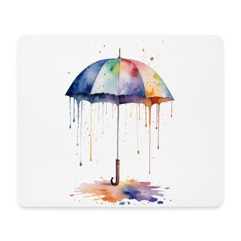 Aquarell Regenschirm blüht mit Farbe - Mousepad (Querformat) - Weiß - Vorne
