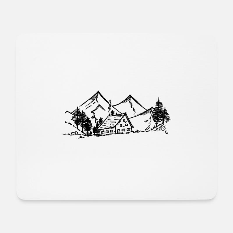 Cabin in the Hills - Mousepad (Querformat) - Weiß