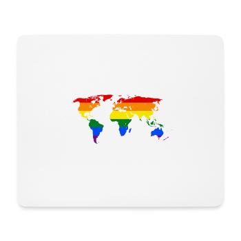 Rainbow Colorful Gay Pride World Map World Motif - Mouse Pad (horizontal) - white - Front