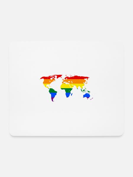 rainbow-world-map - Mousepad (Querformat) - Weiß
