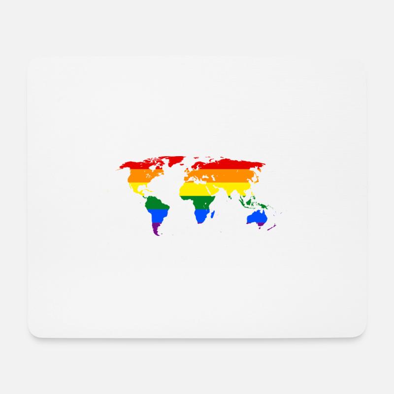 Rainbow World Map - Mousepad (Querformat) - Weiß