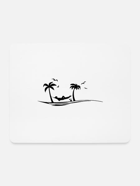 HÄNGEMATTE PALMEN Wasser Wellen Sonne - Mousepad (Querformat) - Weiß