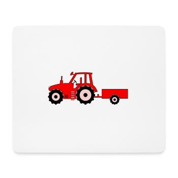 Traktor mit Anhänger rot - Mousepad (Querformat) - Weiß - Vorne