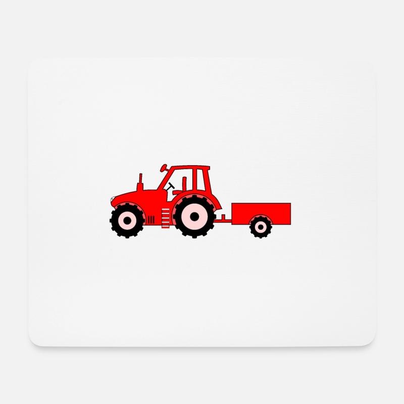 Traktor mit Anhänger rot - Mousepad (Querformat) - Weiß