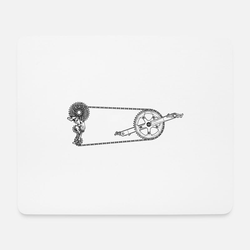 Fahrradantrieb Kette und Schaltung - Mousepad (Querformat) - Weiß